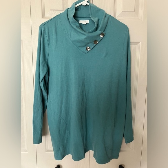 Pure Jill Women’s 100% Cotton Sweater Sz LP Lightweight Green/blue Casual - Picture 1 of 6